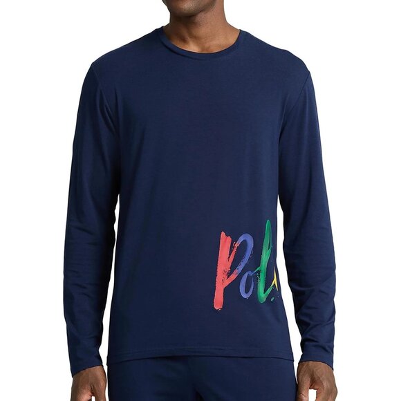NEW Polo Ralph Lauren Men's Long-Sleeve Crewneck Pajama Shirt Navy, Size Medium - Picture 1 of 10